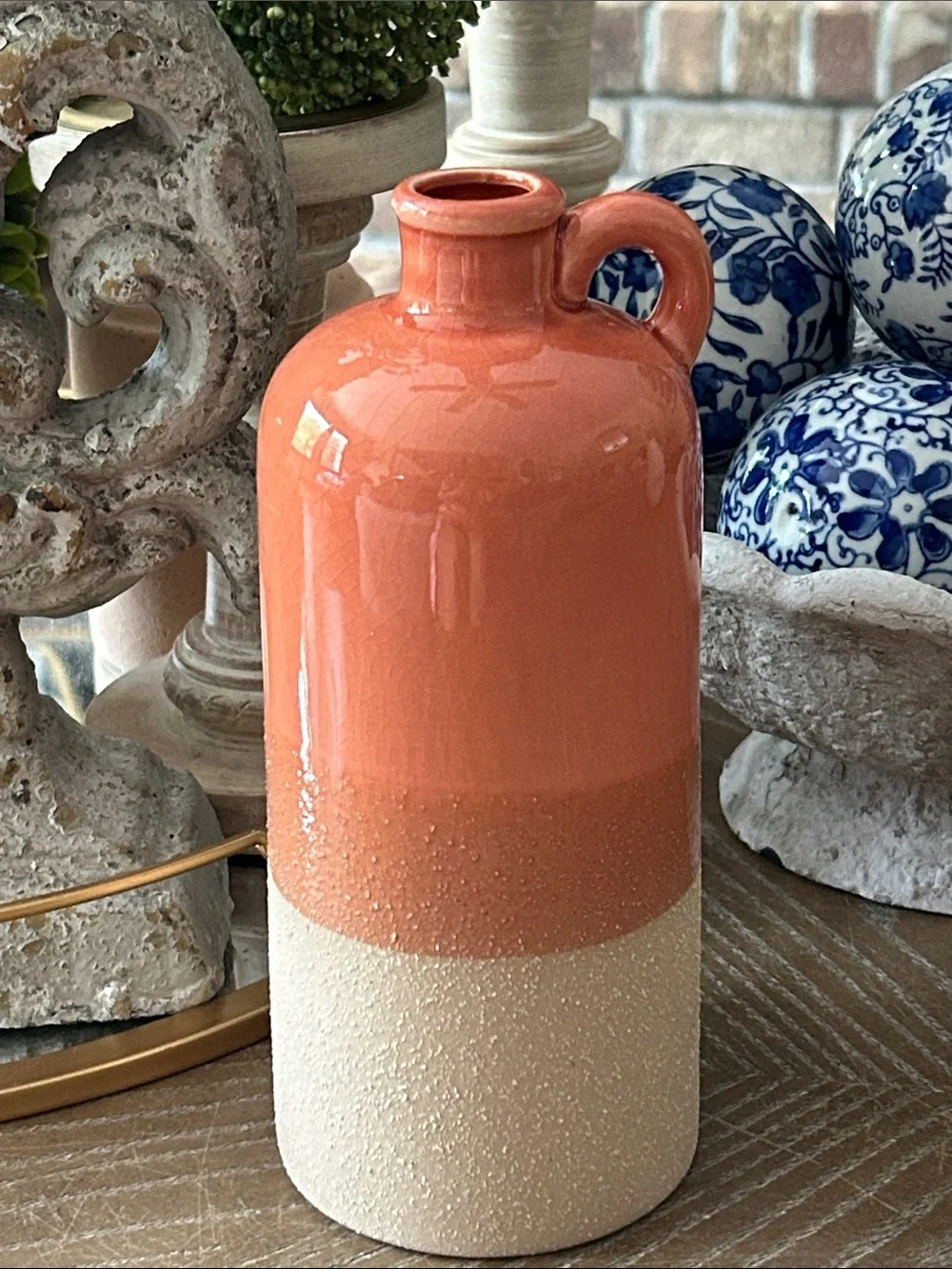 NEW! Western Terracotta Ceramic Two-Tone Southwestern Jug Vase